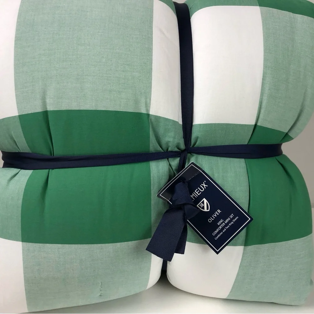 Daniel Cremieux 38 Plaid King Comforter Mini Set w King Pillow Shams NWT Green